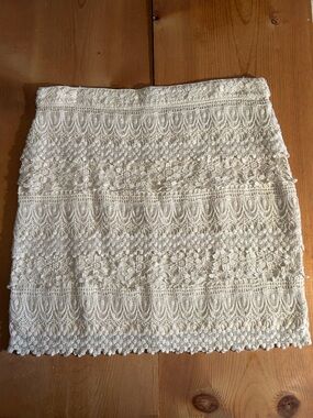 Wrangler Ivory Lace Mini Skirt Boho Crochet Cotton Festival Cottagecore Size M